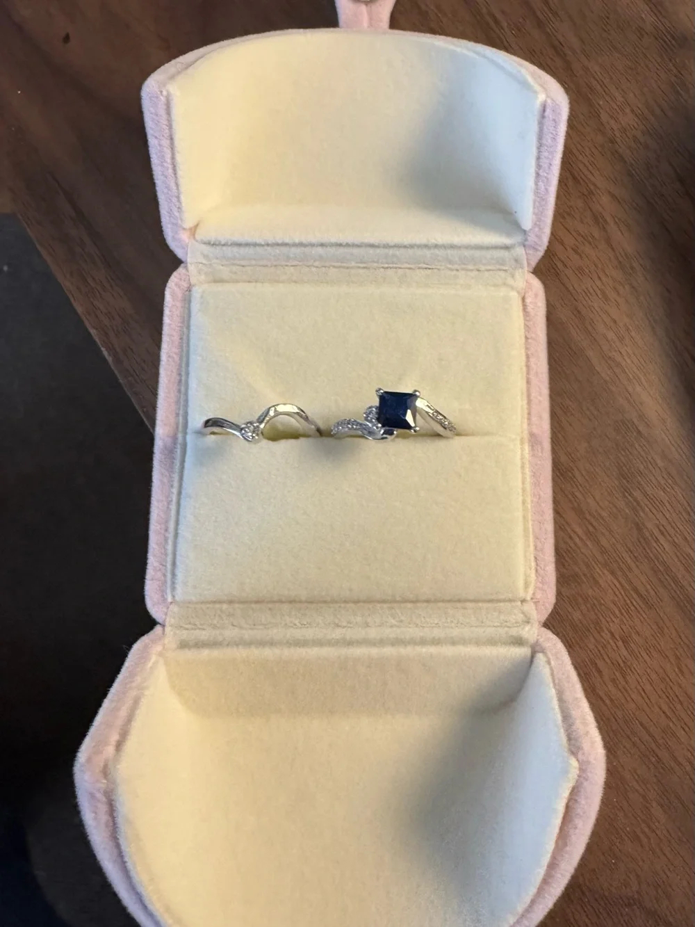 Sterling Silver Blue Stone and Diamond Accent Ring - Silver Blue
